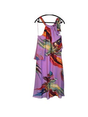 Signature By Robbie Bee Purple  Abstract Print Sleeveless Dress Size 16